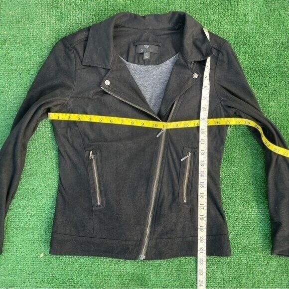 Top Stitch Black Women's Motto Inspired Lightweight Jacket Faux Suede Size S - Picture 5 of 9